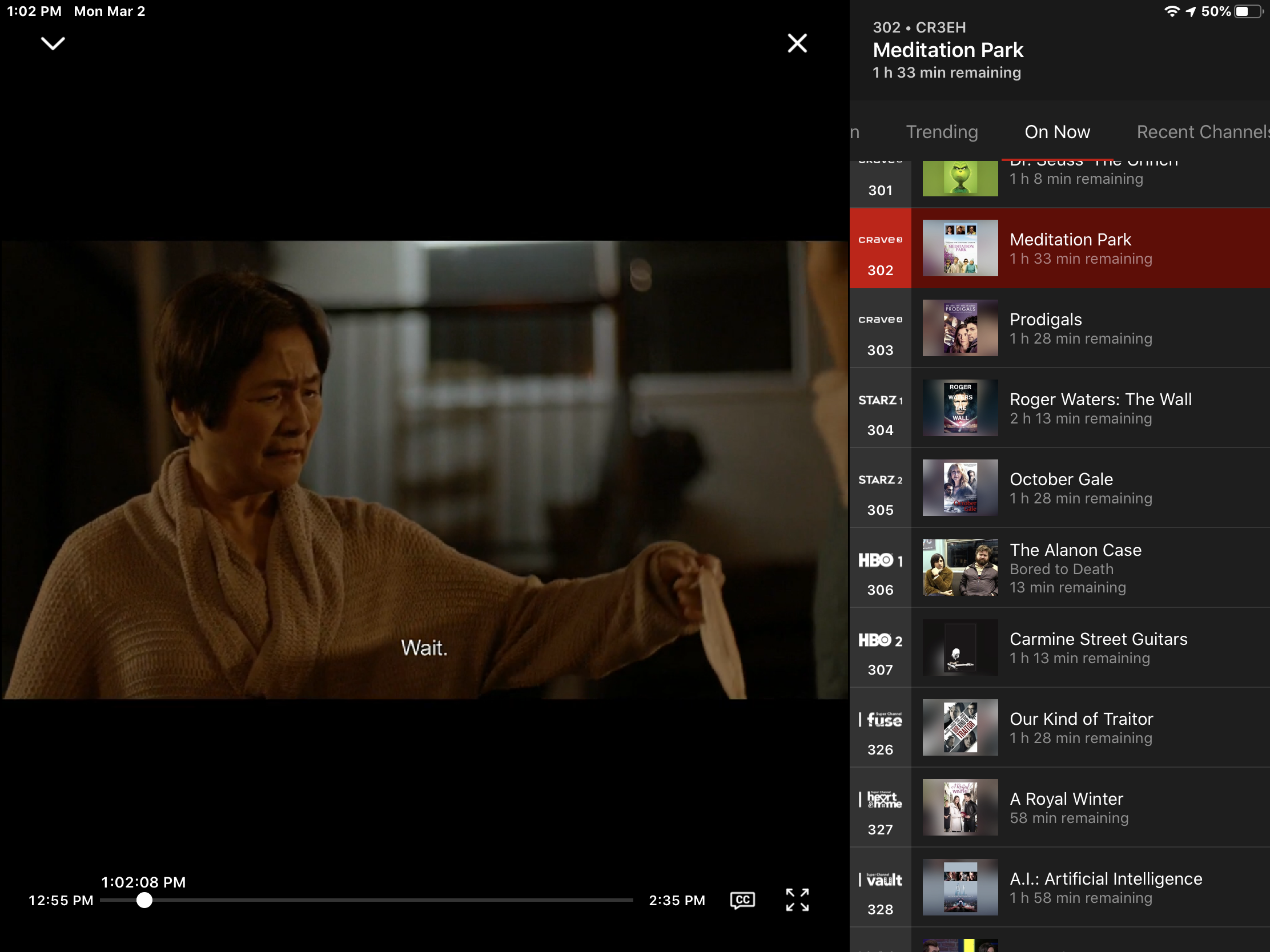 Touch the expand icon to return to full screen.