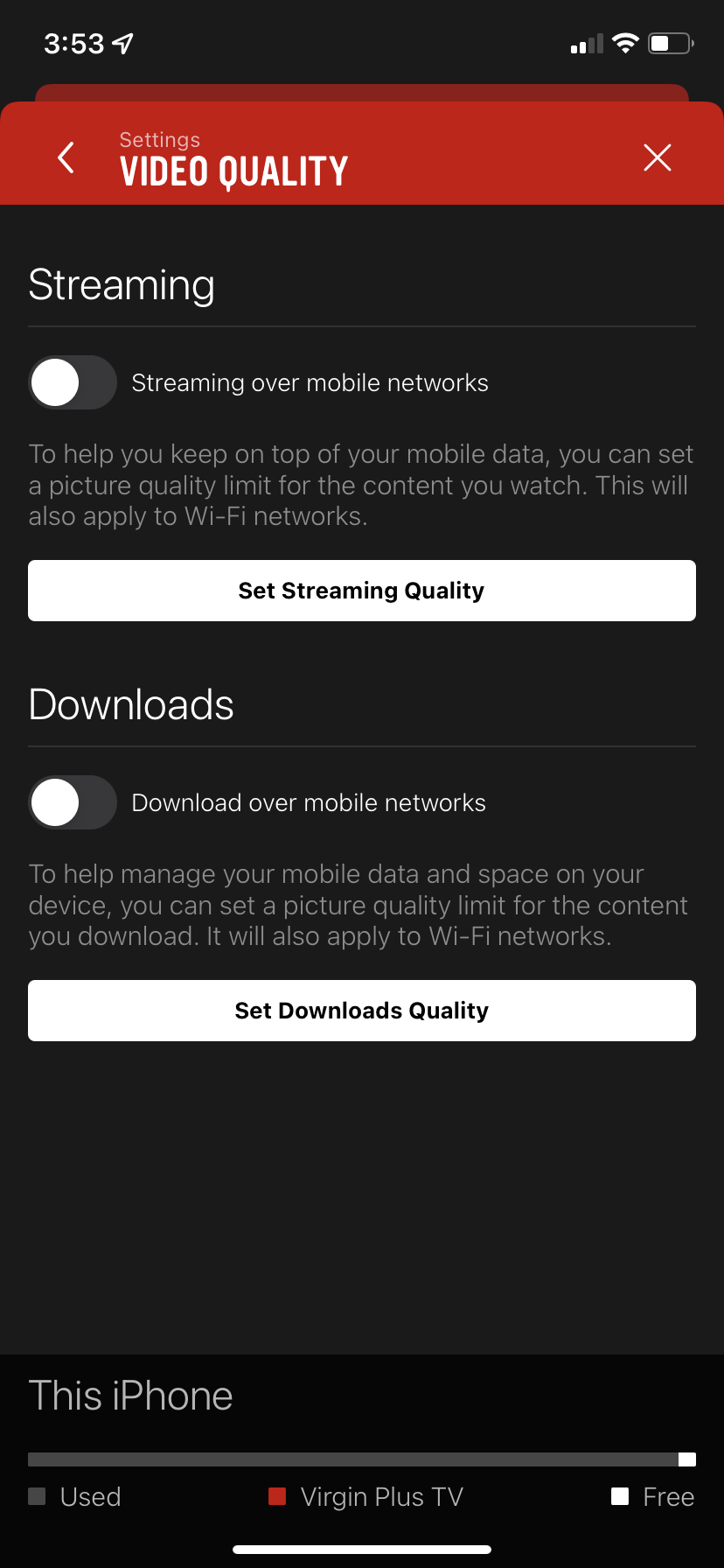 Touch the preferred streaming quality (e.g., Best).