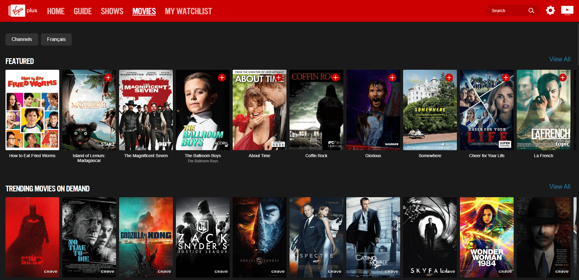 Content can be found on either the TV or the Family & Kids tabs.