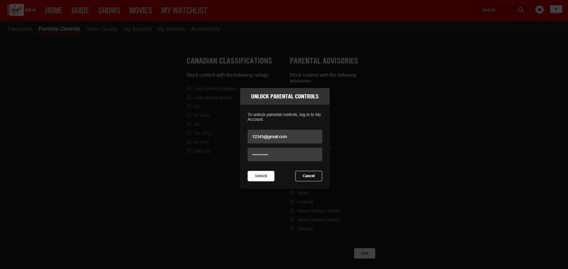 Click Unlock.